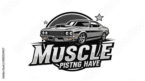 Classic American Muscle Car Emblem Design.