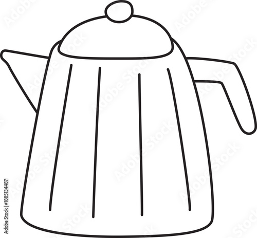 coffee pot for morning tea and cafe breakfast time in handdrawn style.