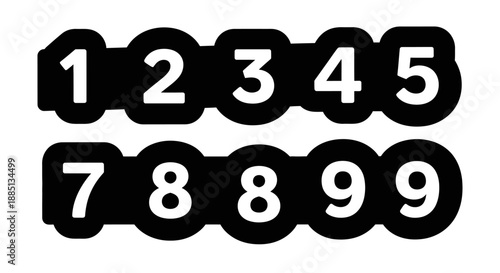 Bold black numbers on white background, arranged in two horizontal rows from 1 to 9