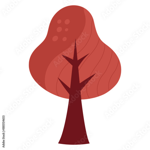 nature autumn tree season plant flat color vector illustration template design
