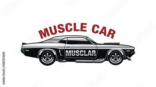 Classic American Muscle Car Illustration.