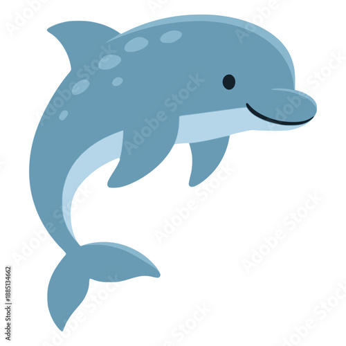 cute dolphin fish sea mammal flat color vector illustration template design