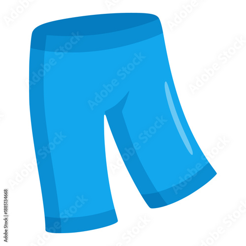 blue short swimsuit sport clothes flat color vector illustration template design