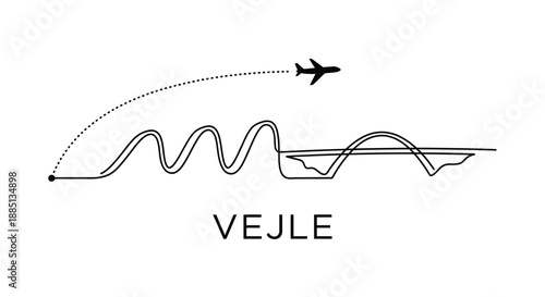 Vejle Denmark city skyline landmarks minimalist vector illustration