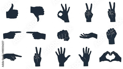 Collection of Hand Gestures Silhouettes.