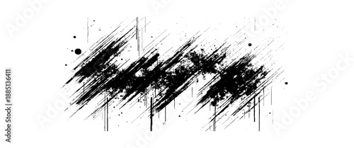 Vector modern black hand painted grunge brush stroke on white background