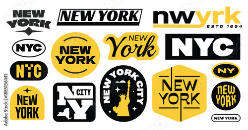New York USA typography stickers, patchs, badges, and logos collection. 
