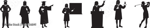 Women in Different Professions Silhouette Set – Female Empowerment and Career Roles