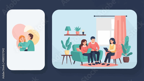 A diverse group collaborates in a comfortable living room setting