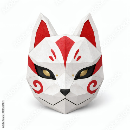 Fox Mask with Red and Gold ...