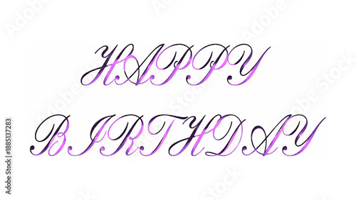 Happy Birthday Cursive Text in Pink to Purple Gradient – Festive Typography Design