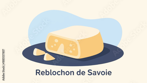 A cartoon image of a round yellow cheese with cut slices on a dark plate