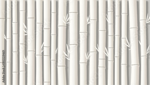 A delicate and serene pattern of light-colored bamboo stalks with subtle green leaves