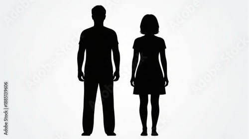 Silhouette of a man and woman standing side by side.