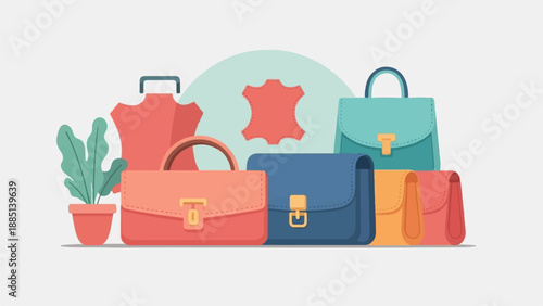 A collection of stylish handbags and accessories arranged artfully