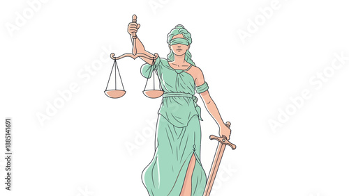 Lady Justice Statue - Blindfolded Woman Holding Scales and Sword