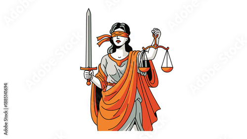 Lady Justice Blindfolded Holding Sword and Scales