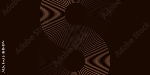 3D brown lines techno abstract background overlap layer on dark space with circles shapes effect decoration. illustration