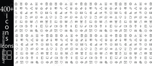 Web icon collection, contact icons and social media, Big set Icons collection. Vector illustration eps 10, 400+ line icons set. 