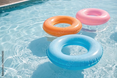 Wallpaper Mural Three inflatable pool floats are floating in the water Torontodigital.ca