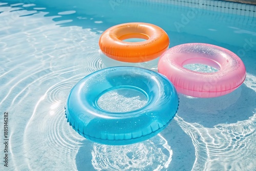 Wallpaper Mural Three inflatable pool floats are floating in the water Torontodigital.ca