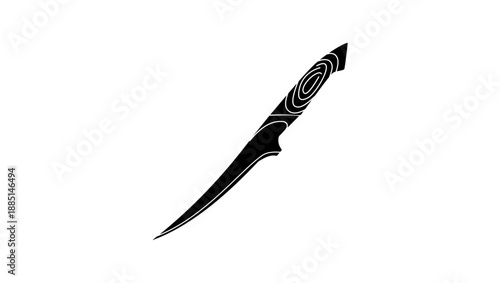 Super Sharp Boning Knife in High Carbon Stainless Steel, black isolated silhouette