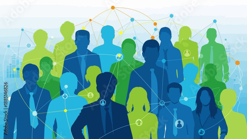 Diverse Group of Business People Connected Digitally.