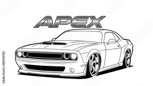 Modern Sports Car Illustration with APEX Logo.