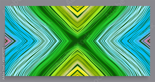 An ornament made of colored floss threads in the shape of an X. Geometric wallpaper. Strips. Illustration for brochure, poster, cover, card, presentation, flyer or banner.