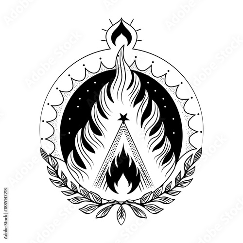 A filled style illustration of alchemy wheel symbol
