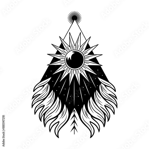 A filled style illustration of cosmic spark symbol

