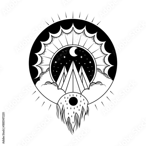 A solid style illustration of cosmic mandala symbol
