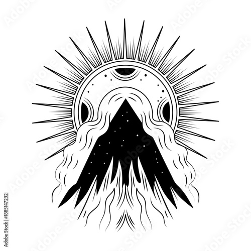 A glyph style illustration of cosmic glow symbol