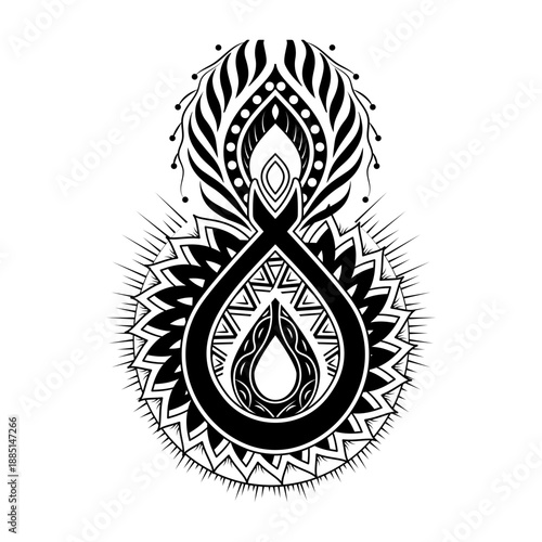 A filled style illustration of infinity flame symbol