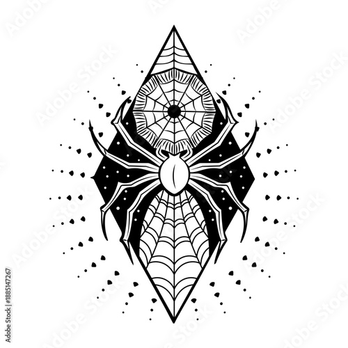 A solid style illustration of spider web symbol
