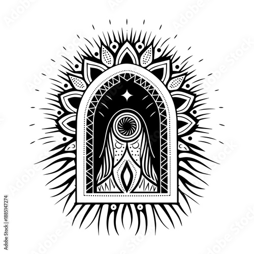 A glyph style illustration of hidden portal symbol