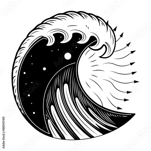 A filled style illustration of alchemy wheel symbol
