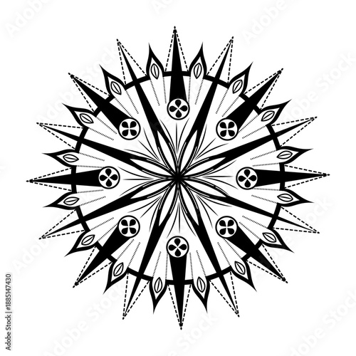 A filled style illustration of alchemy wheel symbol
