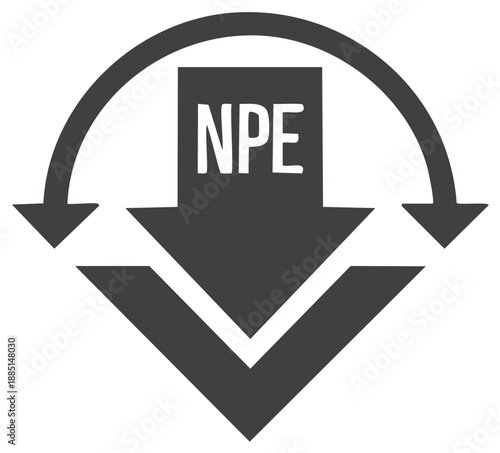 NPE Symbol Downward Arrow Circular Motion Icon Graphic