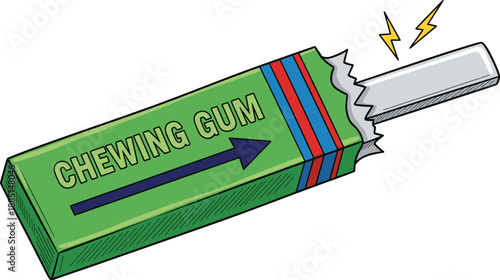 April Fools Day shock chewing gum prank vector illustration with lightning bolt effect on white background