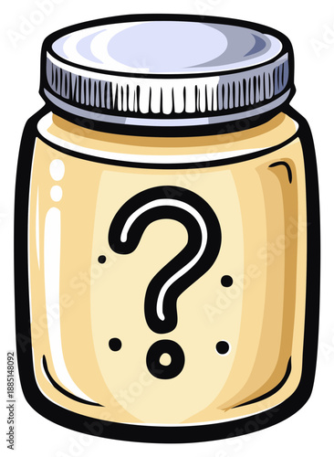 Sealed Jar with Question Mark Symbolizing Mystery or Uncertainty