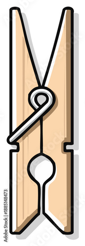 Classic Wooden Clothespin with Metal Spring Clip for Laundry and Crafts