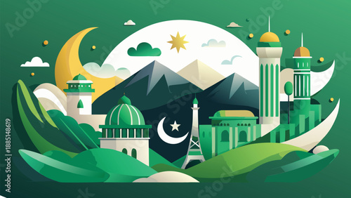 Pakistan National Celebration Modern Flat Art