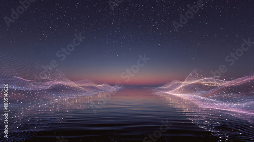 Abstract digital waves at twilight