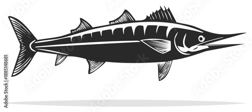 Stylized Illustration of a Swordfish in Black and White