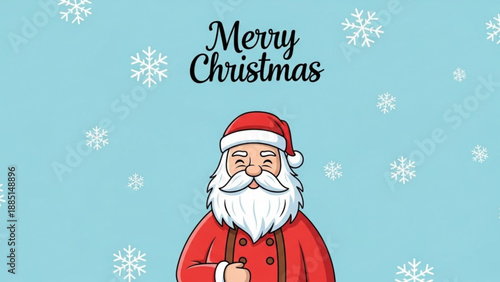 Merry Christmas Santa Claus illustration with snowflakes festive holiday greeting card design winter celebration concept