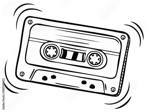 Retro audio cassette tape with sound waves