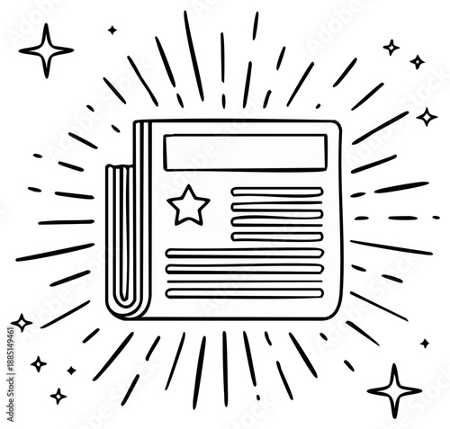 News Icon with Radiating Lines and Starburst Illustration