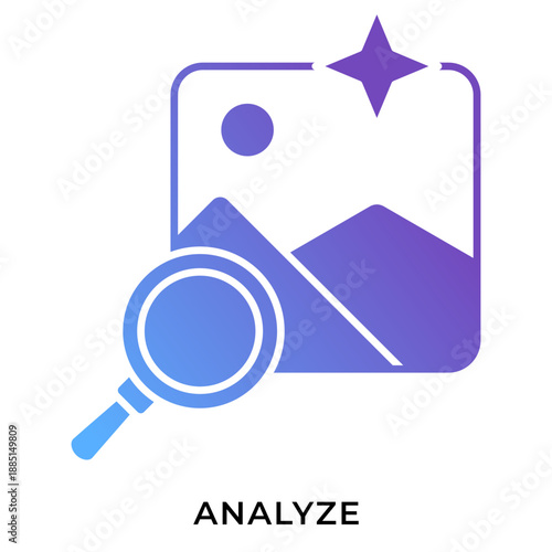 AI Analyze Image Gradient Anaglyph Icon – Image Inspection and Visual Analysis, AI Computer Vision Symbol