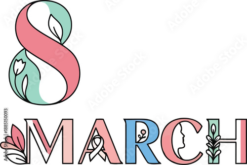 International women's day 8 march elegant floral illustration for empowerment and celebration